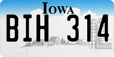 IA license plate BIH314