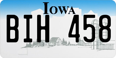 IA license plate BIH458