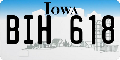 IA license plate BIH618