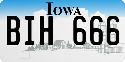 IA license plate BIH666