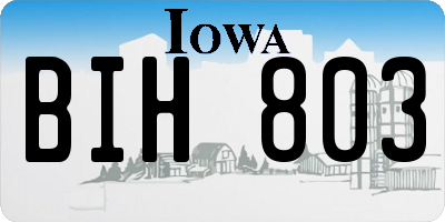 IA license plate BIH803