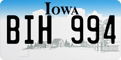 IA license plate BIH994