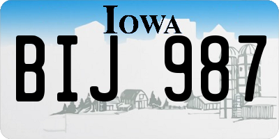 IA license plate BIJ987