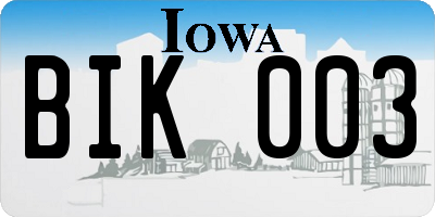IA license plate BIK003