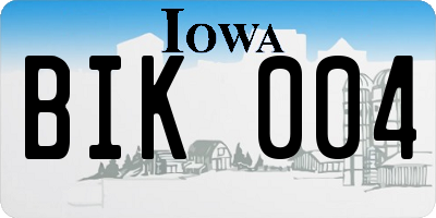 IA license plate BIK004