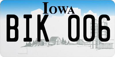 IA license plate BIK006