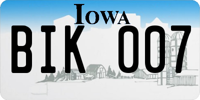 IA license plate BIK007