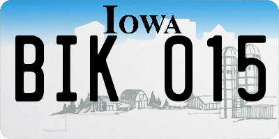 IA license plate BIK015