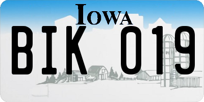 IA license plate BIK019