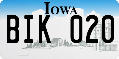 IA license plate BIK020
