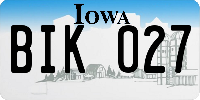 IA license plate BIK027