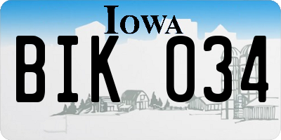IA license plate BIK034