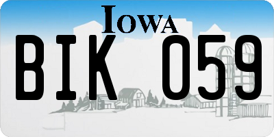 IA license plate BIK059