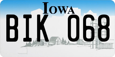 IA license plate BIK068