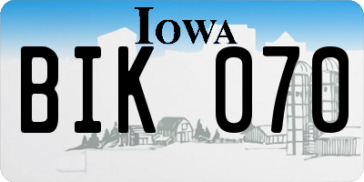 IA license plate BIK070