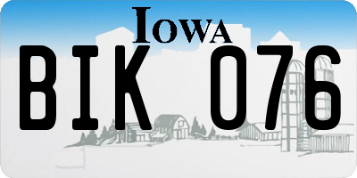 IA license plate BIK076