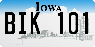 IA license plate BIK101