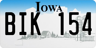 IA license plate BIK154