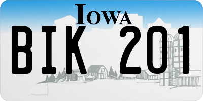 IA license plate BIK201