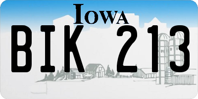 IA license plate BIK213