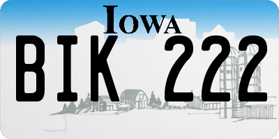 IA license plate BIK222