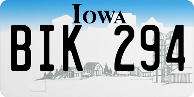 IA license plate BIK294