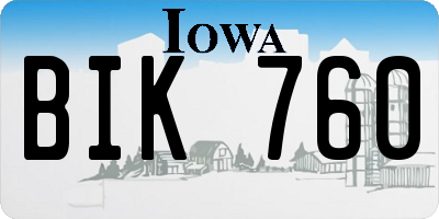 IA license plate BIK760