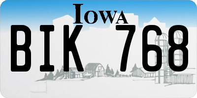 IA license plate BIK768