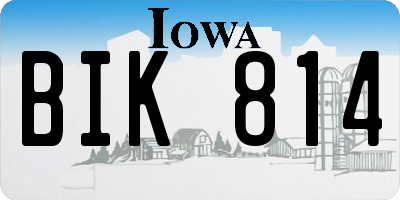 IA license plate BIK814