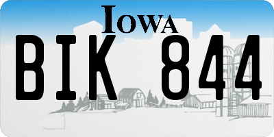 IA license plate BIK844