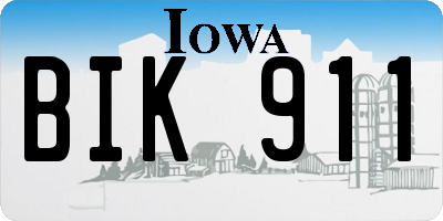 IA license plate BIK911