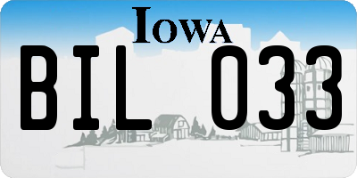 IA license plate BIL033