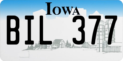IA license plate BIL377