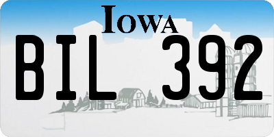 IA license plate BIL392