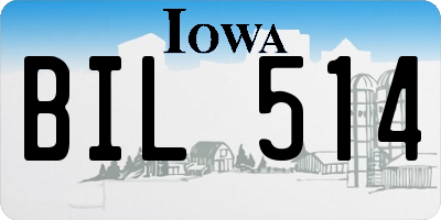 IA license plate BIL514