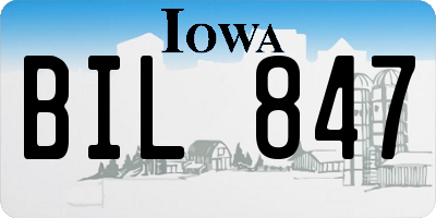 IA license plate BIL847
