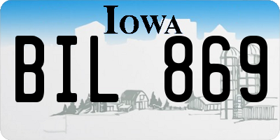 IA license plate BIL869