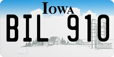 IA license plate BIL910