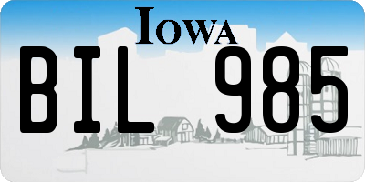 IA license plate BIL985
