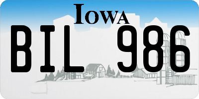 IA license plate BIL986