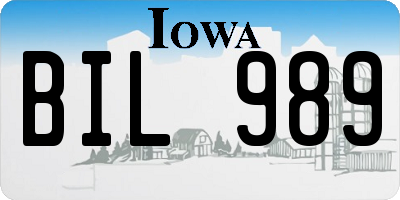 IA license plate BIL989