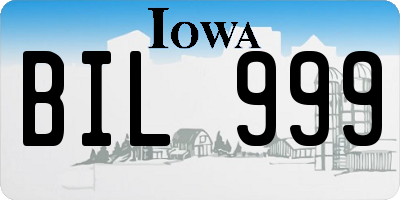 IA license plate BIL999