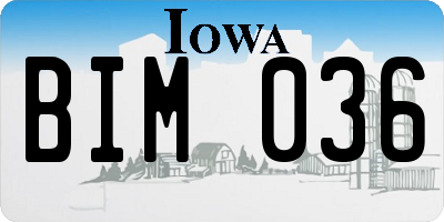 IA license plate BIM036