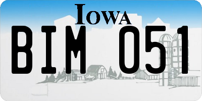 IA license plate BIM051