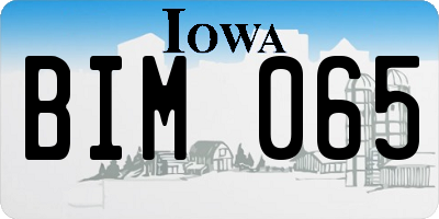 IA license plate BIM065
