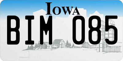 IA license plate BIM085