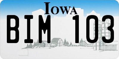 IA license plate BIM103