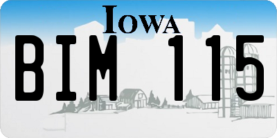 IA license plate BIM115