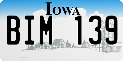 IA license plate BIM139