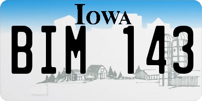 IA license plate BIM143
